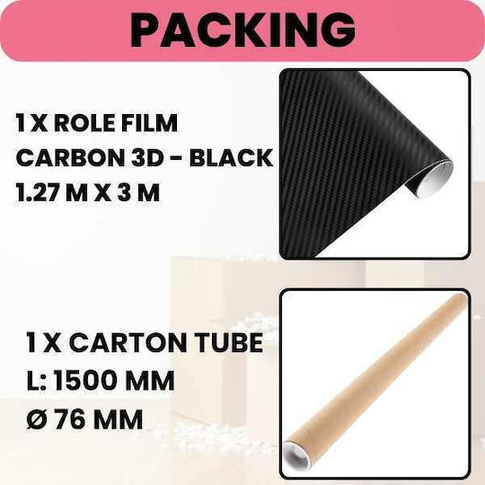 Benzi Autocolante Auto Carbon 127 x 127cm în Culoarea Negru 1buc