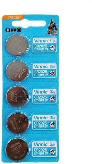 Vinnic Μπαταρίες Λιθίου Ρολογιών CR2025 3V 5τμχ