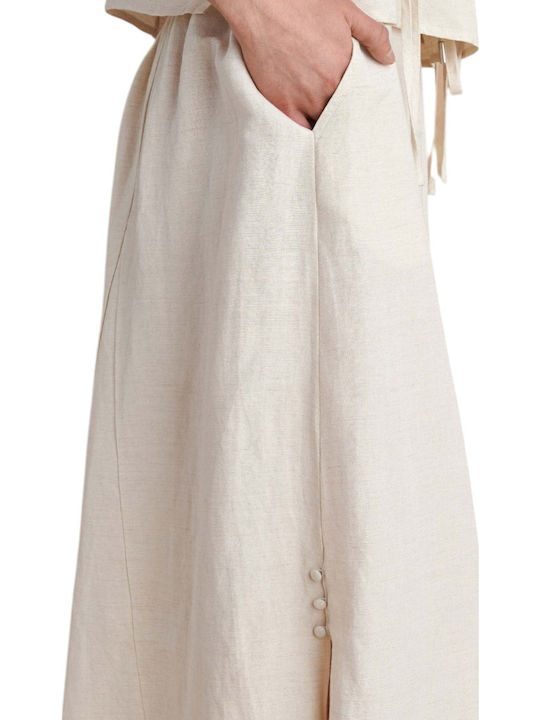Women's Fabric Trousers Natural