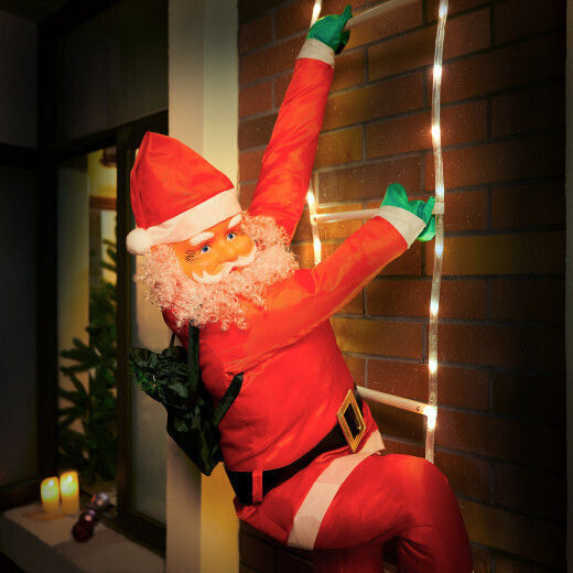Luminat Decorativ Moș Crăciun De Exterior Albς pe Scară