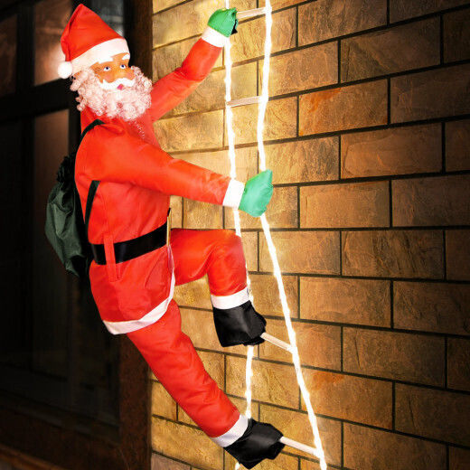 Luminat Decorativ Moș Crăciun De Exterior Albς pe Scară