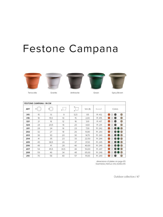 Atmosphera Festone Пластмасова Зелена Саксия За Цветя 49x49x40см