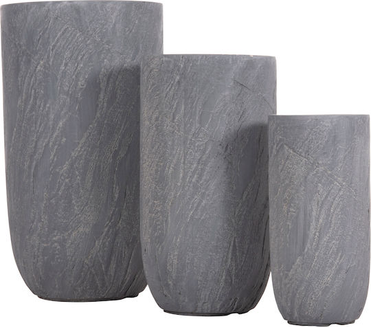 HomeMarkt Set 3 Metallische Pflanzgefäße Cement 44x79cm