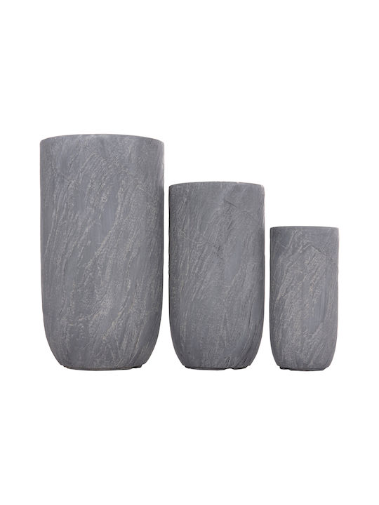 HomeMarkt Σετ 3 Γλάστρες Μεταλλικές Cement