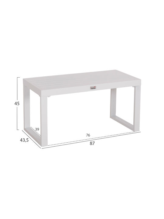 Sentry Auxiliary Outdoor Free Standing Aluminum Table White 87x43xcm