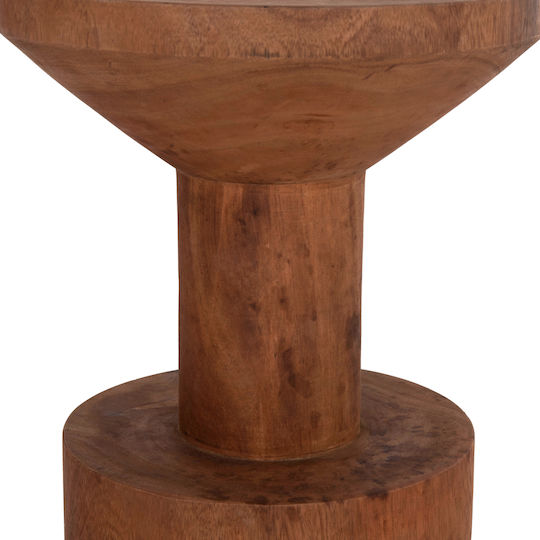 Round Side Table Bermal Made of Solid Wood Natural M35xL35xH65cm
