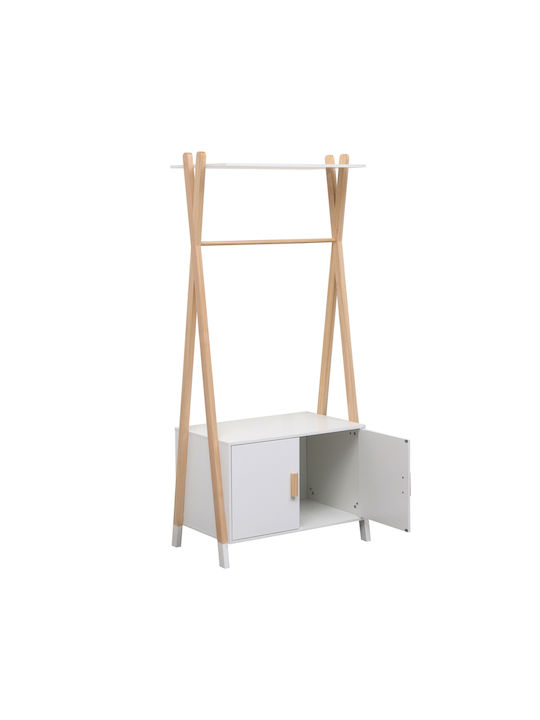 HomeMarkt Paschal Kids Wall Hanger Multi Hook Wooden White with Shelf 76x15.95cm