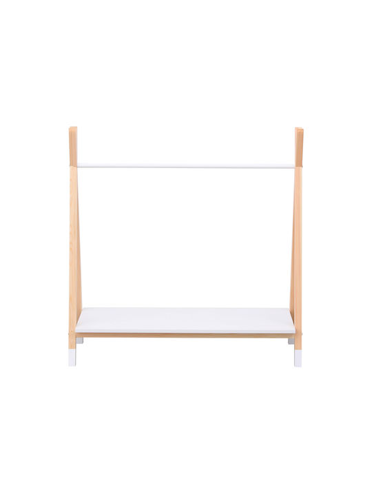 HomeMarkt Kids Wall Hanger Multi Hook Wooden White with Shelf 100x40x100cm