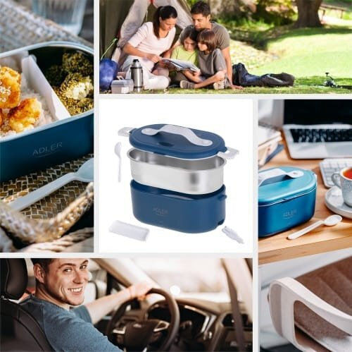 Adler Electric Lunch Box Inox Thermo Grey With Compartments 800ml