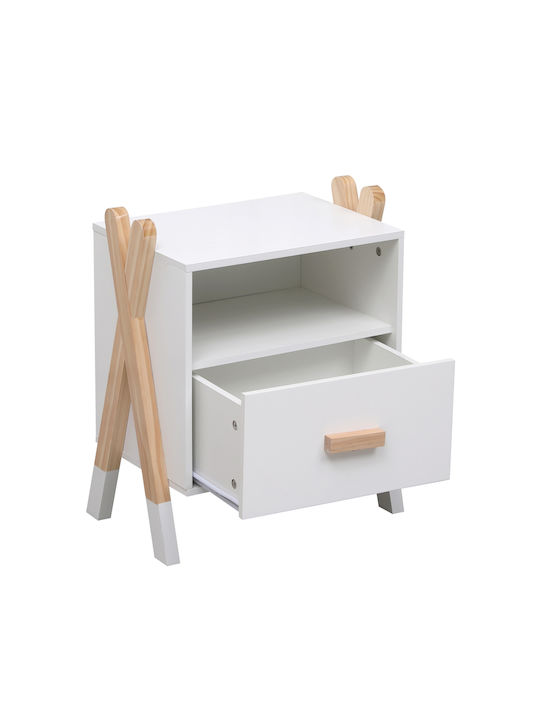 Κομοδίνο Paschal Ξύλινο Λευκό 37x24x15cm HM2488.03