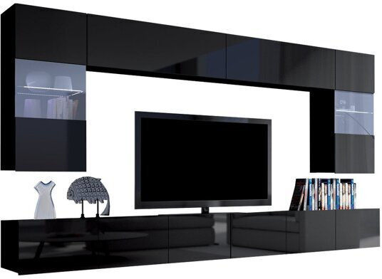 Unitate TV pentru sufragerie Tivdalu 105 Γυαλιστερό Μαύρο, Μαύρο cu iluminare Unitate TV pentru sufragerie Tivdalu 105 Γυαλιστερό Μαύρο, Μαύρο cu iluminare