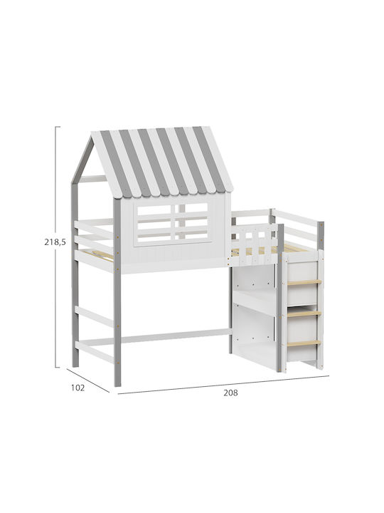 Kids Bed Loft Bed Single Beige for Mattress 90x190cm