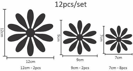 3d Flowers Wall Sticker Red Set Of 12pcs.