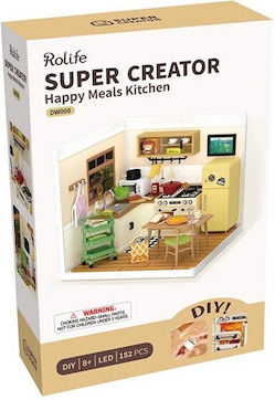 Rolife Construction & Building Toys Wooden Robotime Happy Meals Kitchen with LED for Children Aged 8+