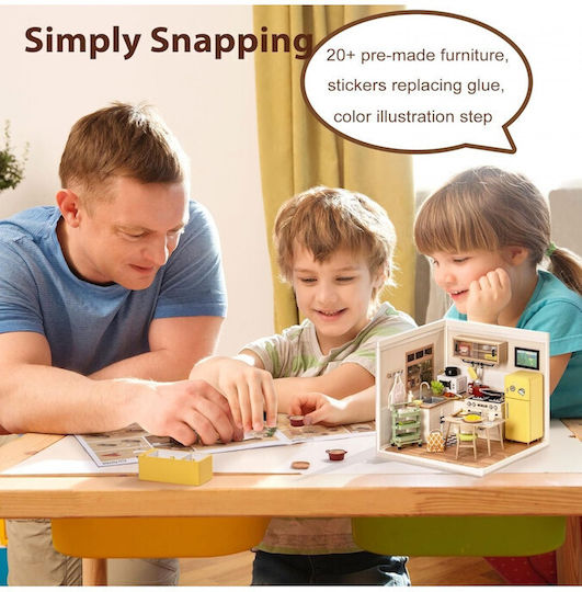 Rolife Construction & Building Toys Wooden Robotime Happy Meals Kitchen with LED for Children Aged 8+
