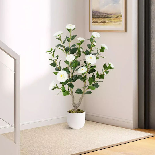 Artificial Camellia Tree 91 Cm Blooming Flowers White Hz10313wh-1 Costway