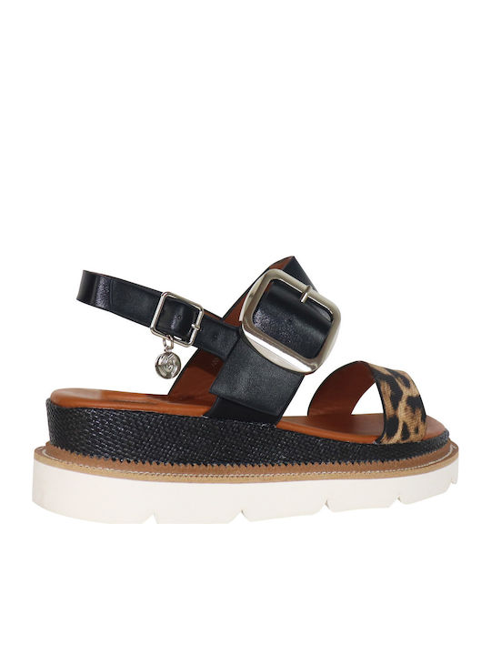 Flache Sandalen für Damen Flatforms Leopard