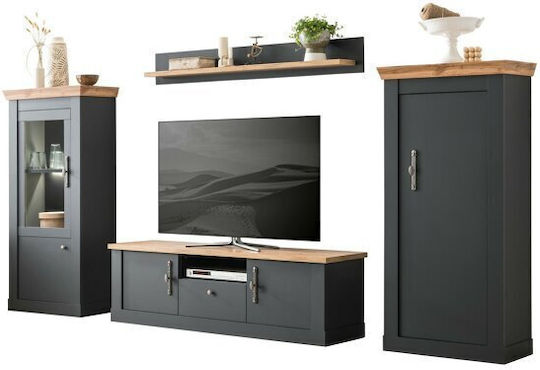 Epipla1.gr Levbalu 101 Wohnzimmer-Set 4 Stück Dunkelgrau