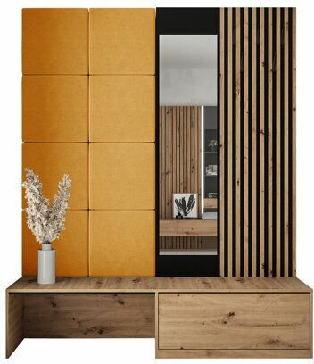 Hartford 322 Entry Furniture with Mirror Artisan Βελανιδιά, Μαύρο 172x42x205cm
