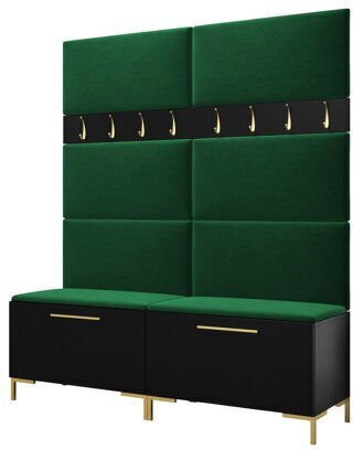 Tivsoa 101 Entry Furniture with Mirror & Hanger Black Velvet-Black Metal 168x46x196cm