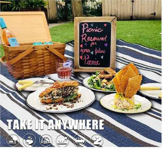 Picnic Beach Blanket Foldable Bag Model Waterproof Oxford 200 x 145 Cm Blue