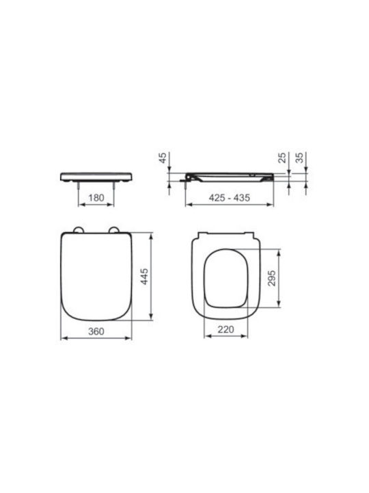 Ideal Standard I.life B Капак за тоалетна Пластмаса Сив