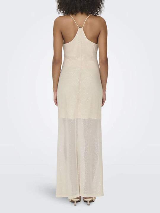 Καλοκαιρινό Maxi Βραδινό Φόρεμα Off White