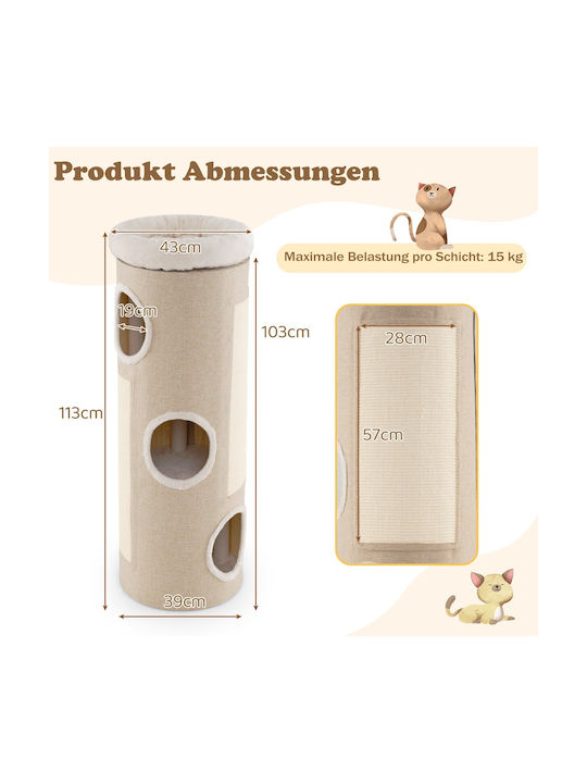 Costway Scratching Post Poles Wall Mounted 43x43x113cm