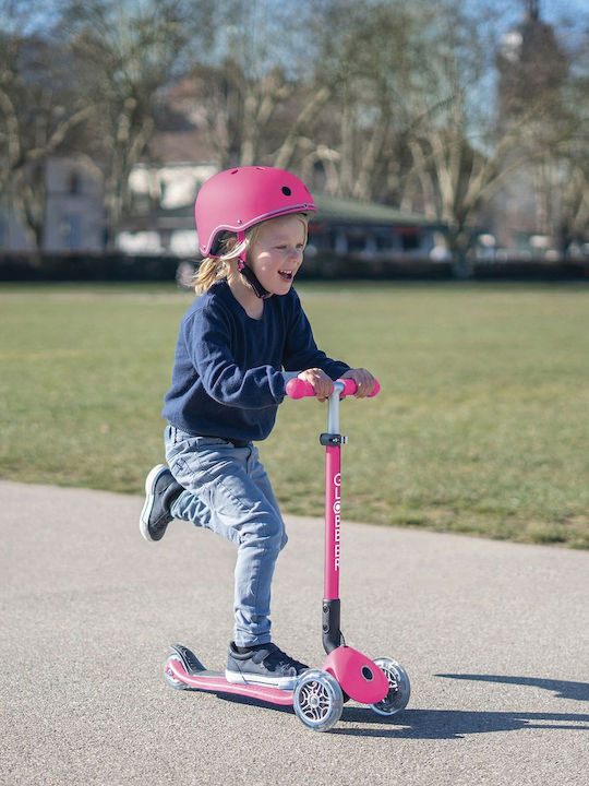 Globber Elite Lights Kids' Helmet for City Bike Pink with LED Light