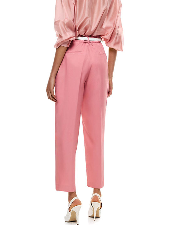 Access Women's High-waisted Fabric Trousers Tapered Pink Access Women's High-waisted Fabric Trousers Tapered Pink