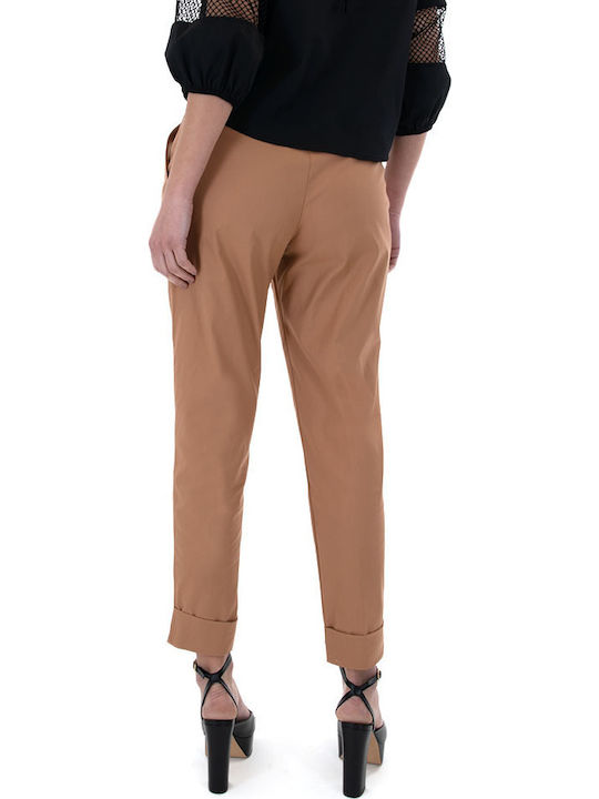 Access Women's High-waisted Fabric Capri Trousers Camel Access Women's High-waisted Fabric Capri Trousers Camel