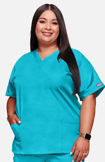 Cherokee Women's Turquoise Medical Blouse Cotton and Polyester