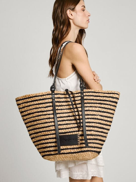 Tote Collection Ψάθινη Γυναικεία Τσάντα Tote Χειρός Μαύρη
