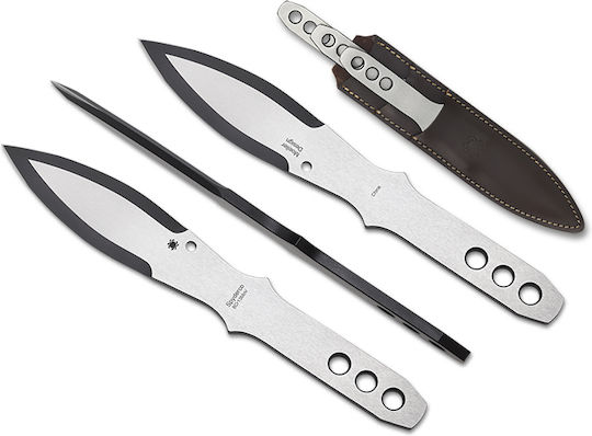 Spyderco Spyder Thrower Small Μαχαίρι Γκρι σε Δερμάτινη Θήκη Σετ 3τμχ