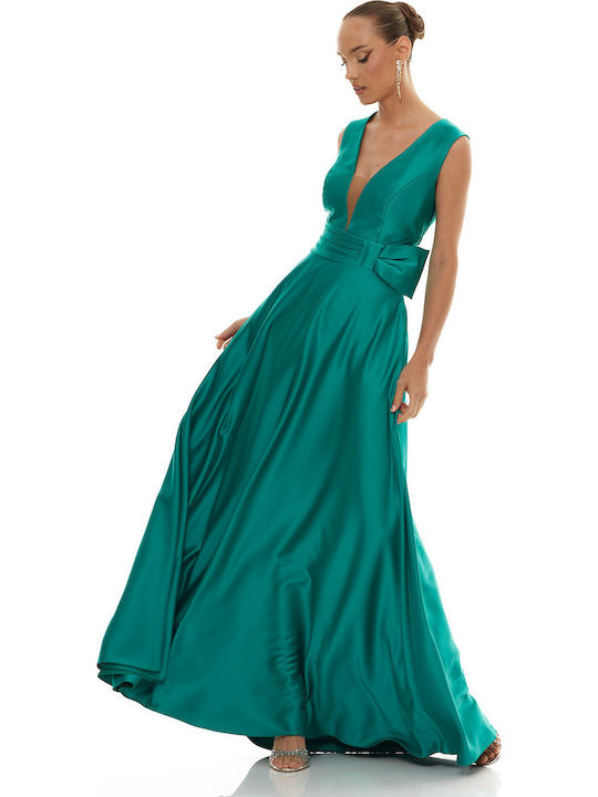 Maxi Rochie pentru Nuntă / Botez Satin Verde