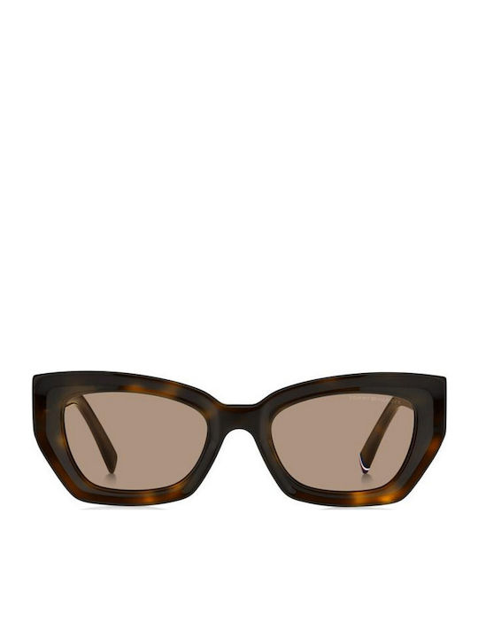 Tommy Hilfiger Unisex Sonnenbrille mit Braun Kunststoff Gestell und Braun Linse TH2254/S 05L/70