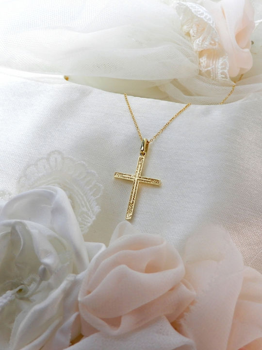 Art d or Women's Gold Cross 14K Double Sided with Chain