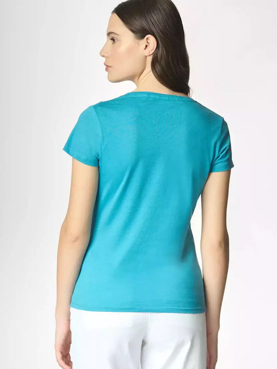Women's Athletic Blouse Short Sleeve Light Blue