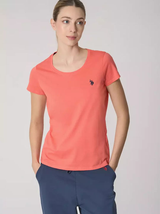 Damen Sport Bluse Kurzärmelig Koralle