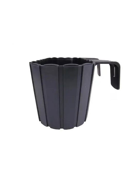 Set 4 Decorative Planters Plastic Stand Anthracite 4.9 L 38.3x21.2x13 Cm Boardee Hook