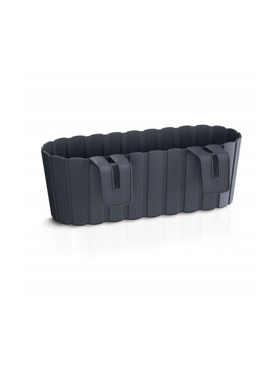 Set 4 Decorative Planters Plastic Stand Anthracite 4.9 L 38.3x21.2x13 Cm Boardee Hook