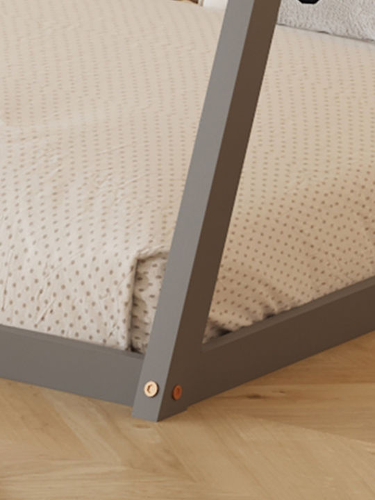 Munk Montessori Παιδικό Κρεβάτι Montessori Μονό Γκρι για Στρώμα 90x190cm