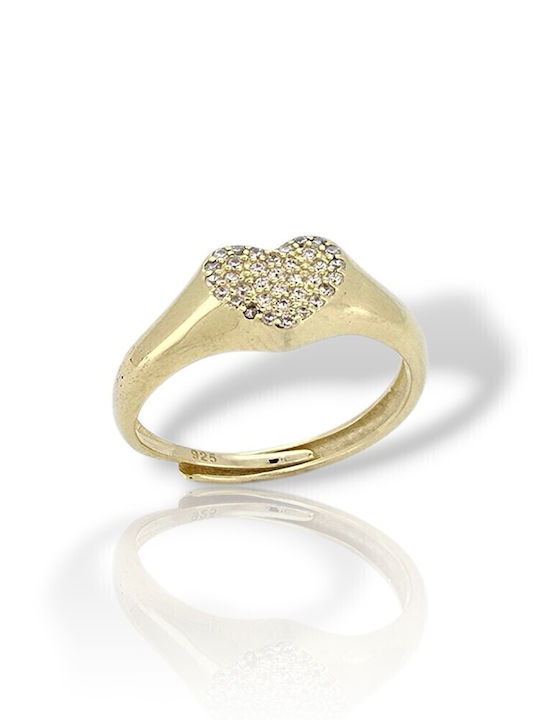 Mentzos Women's Silver Gold Plated Ring