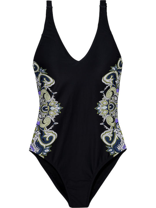 One Piece Swimsuit with Light Padding for Large Bust Black