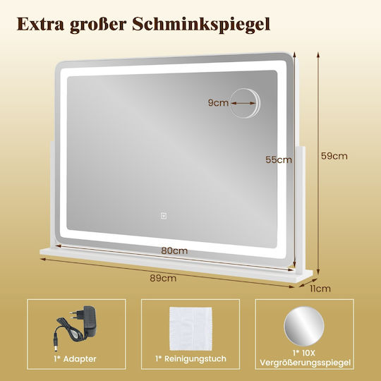 Costway Schminkspiegel mit Licht 55x55cm