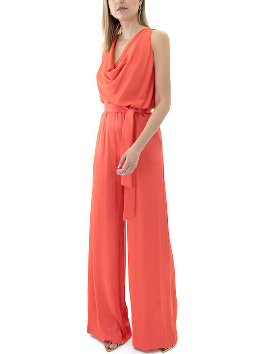 Women's Sleeveless One-piece Suit Orange (coral)
