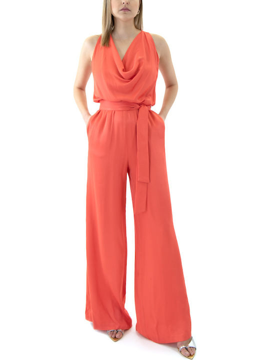 Women's Sleeveless One-piece Suit Orange (coral)