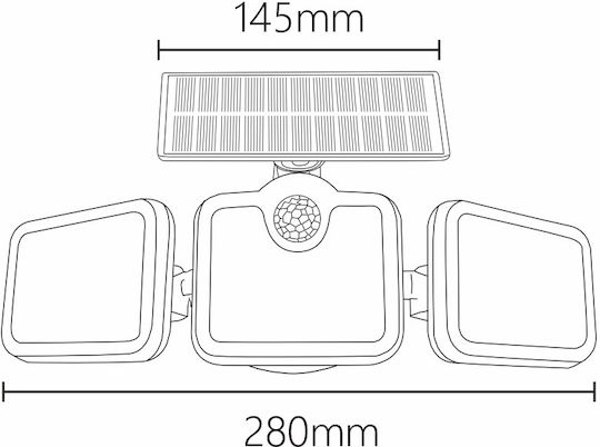 Lightex Στεγανός Ηλιακός Προβολέας LED 5W Φυσικό Λευκό 4000K με Αισθητήρα Κίνησης IP44