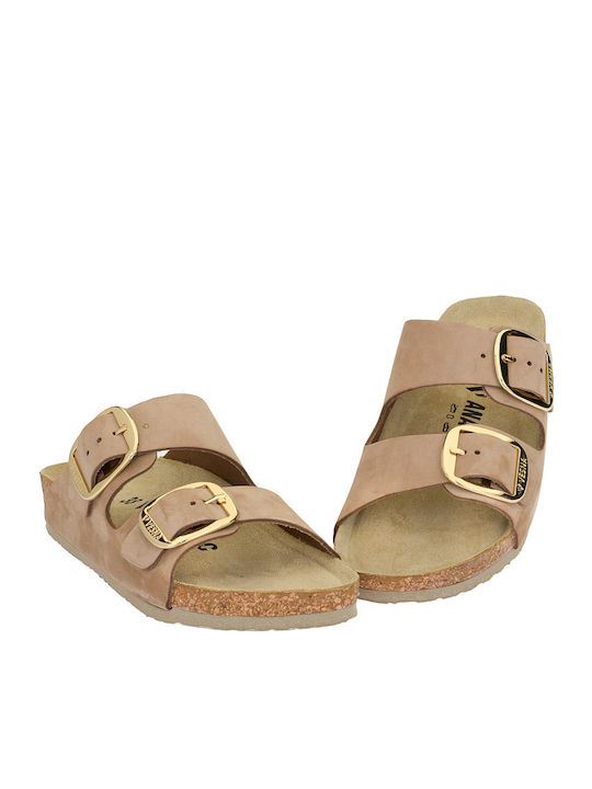 Leather Women's Flat Sandals Anatomic Sabbia
