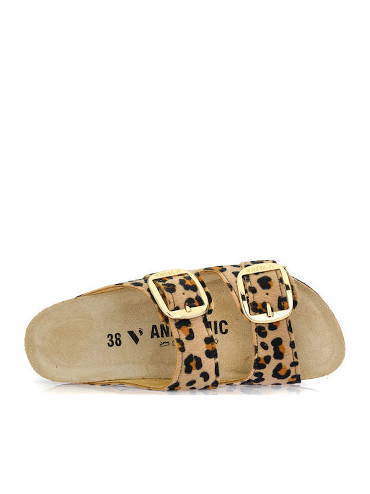 Leather Women's Flat Sandals Anatomic Leopard
